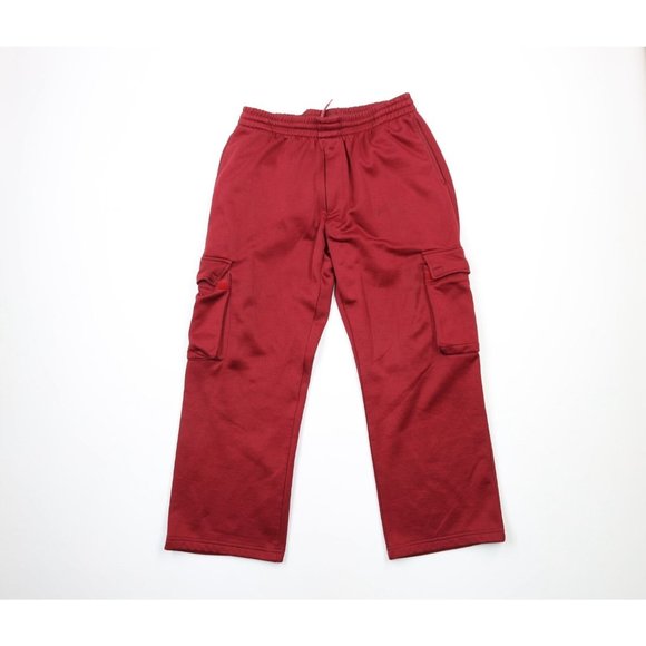 Vintage Pants Vintage 9s Streetwear Mens Medium Short Wide Leg Cargo Sweatpants Burgundy Red
